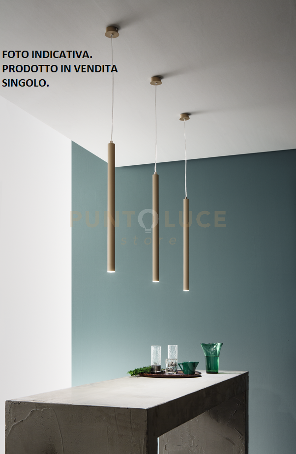 SOSPENSIONE TUBE H.60CM D.3CM TORTORA LED 3000K 365LM 5W