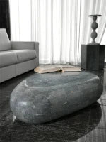 E-STYLO Tavolino in pietra fossile dal design unico e naturale, perfetto per aggiungere un tocco di eleganza e originalità al soggiorno o alla zona living, 98cm X 52cm H. 27cm