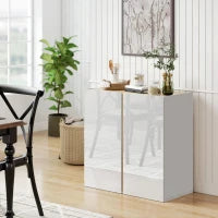 Credenza Buffet, mobile da archiviazione con 2 porte a chiusura ammortizzata e ripiano regolabile, 80x40x80cm, bianco