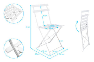 Sedia pieghevole da giardino in metallo, sedia richiudibile mod. Amalfi (2 pz.) Colore: Bianco SP08AM