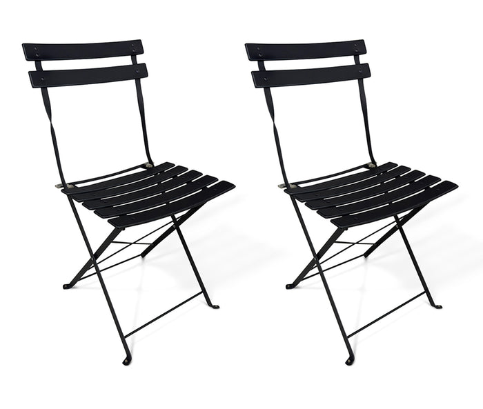 Sedia pieghevole da giardino in metallo, sedia richiudibile mod. Amalfi (2 pz.) Colore: Nero SP10AM