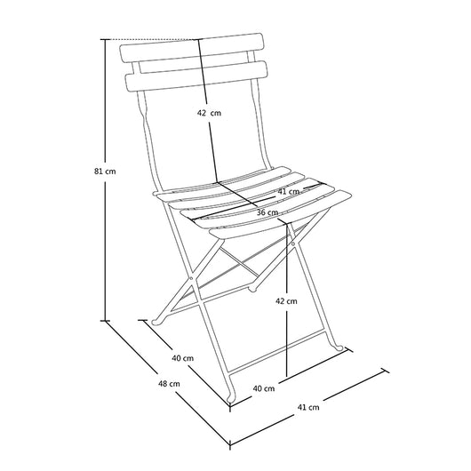 Sedia pieghevole da giardino in metallo, sedia richiudibile mod. Amalfi (2 pz.) Colore: Nero SP10AM