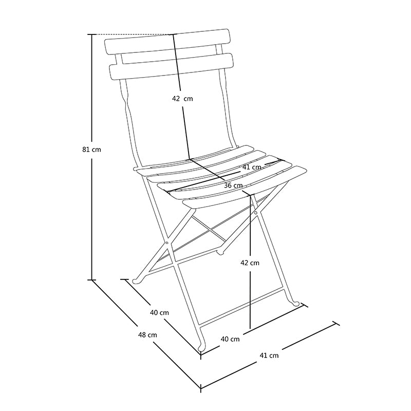 Sedia pieghevole da giardino in metallo, sedia richiudibile mod. Amalfi (2 pz.) Colore: Nero SP10AM