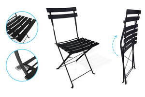 Sedia pieghevole da giardino in metallo, sedia richiudibile mod. Amalfi (2 pz.) Colore: Nero SP10AM