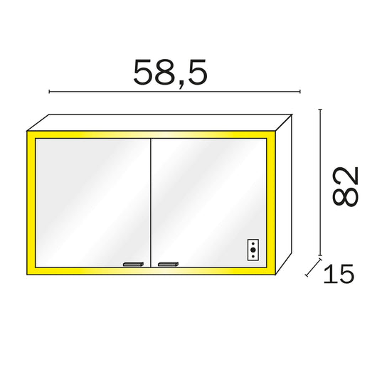Inda - Specchio contenitore esterno 2 ante Quattro+ Evo 58,5x82 grigia