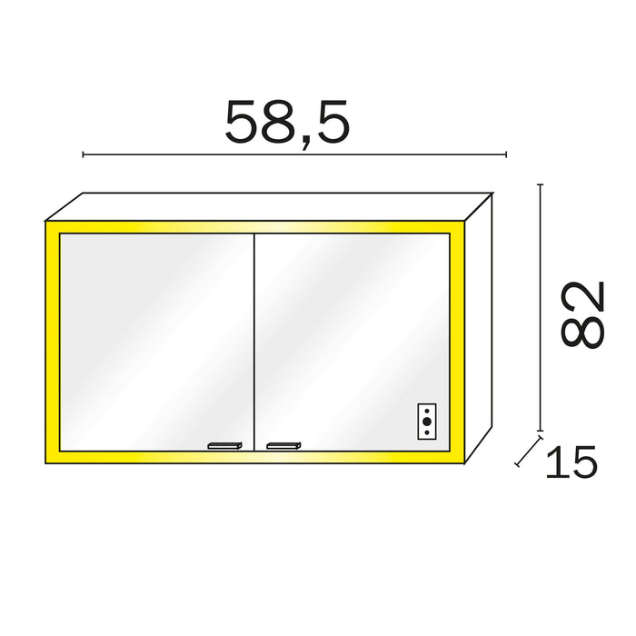 Inda - Specchio contenitore esterno 2 ante Quattro+ Evo 58,5x82 grigia