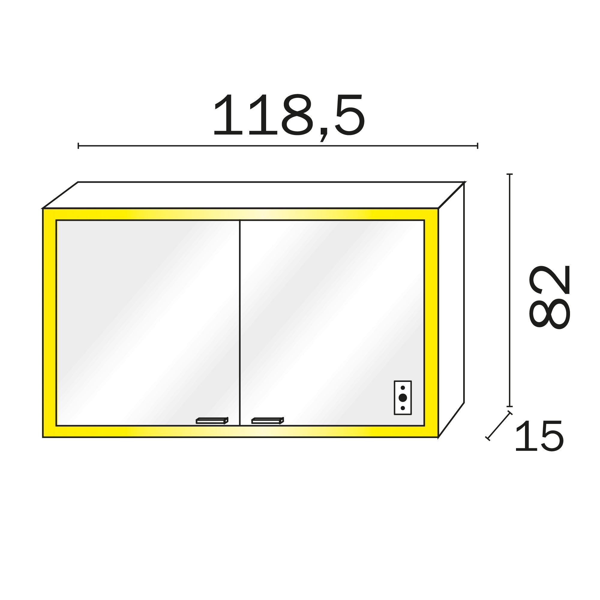 Inda - Specchio contenitore esterno 2 ante Quattro+ Evo 118,5x82 grigia