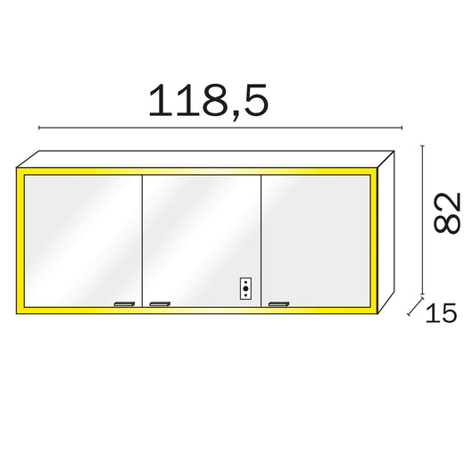 Inda - Specchio contenitore esterno 3 ante Quattro+ Evo 158,5x82 grigia