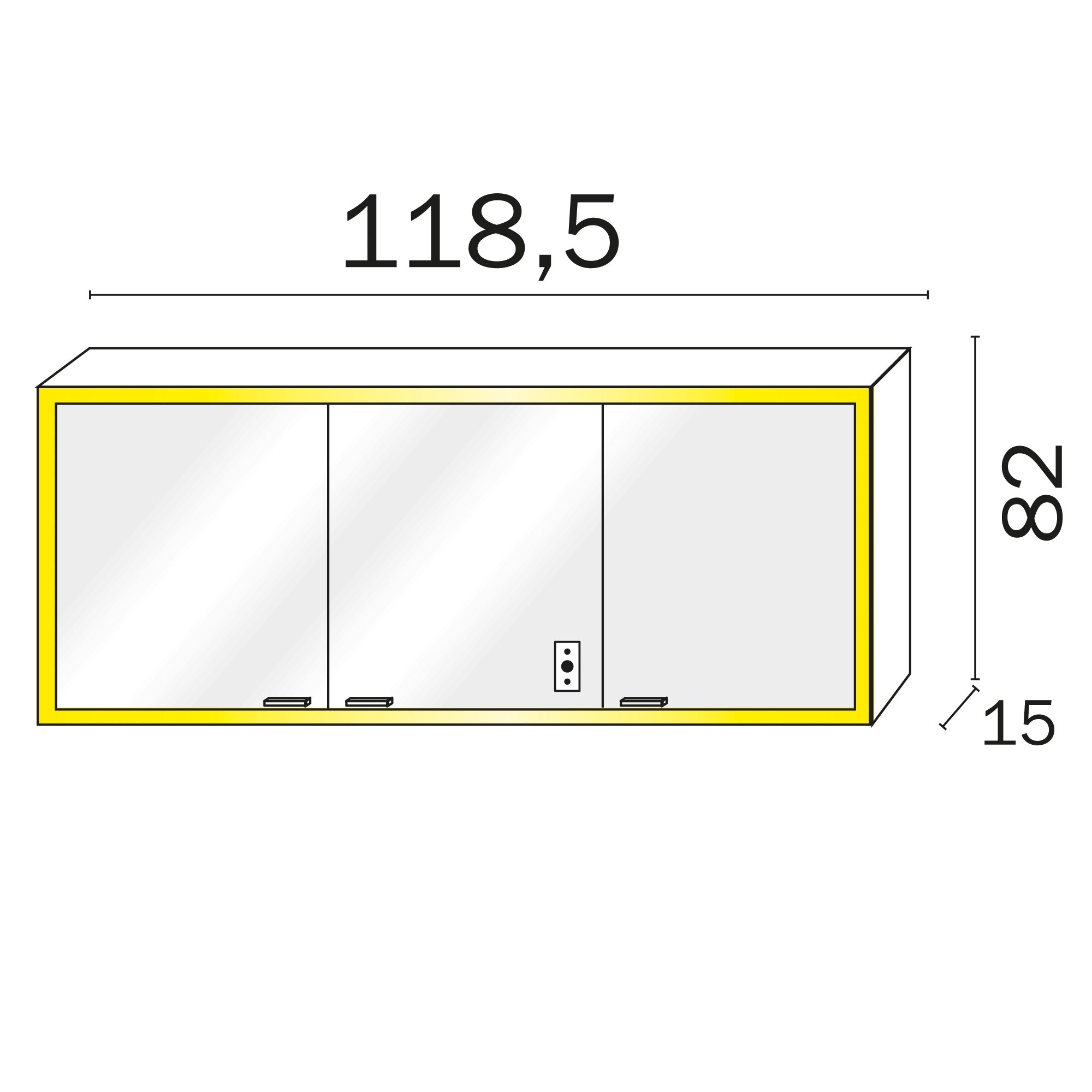 Inda - Specchio contenitore esterno 3 ante Quattro+ Evo 158,5x82 nero