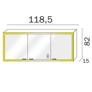 Inda - Specchio contenitore esterno 3 ante Quattro+ Evo 158,5x82 nero