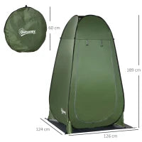 Tenda Doccia da Campeggio e Spiaggia con Porta a Cerniera e Borsa di Trasporto, 126x124x189 cm, Verde Scuro