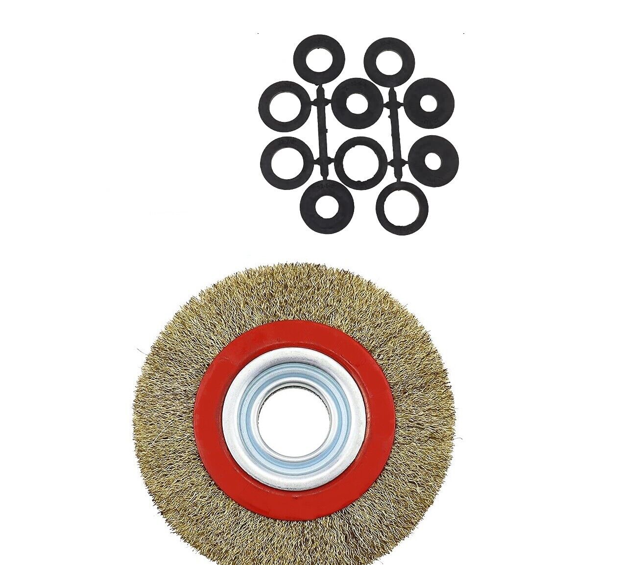 SPAZZOLA DIAMETRO 150MM DISCO FILI IN ACCIAIO PER MOLA SMERIGLIATRICE DA BANCO