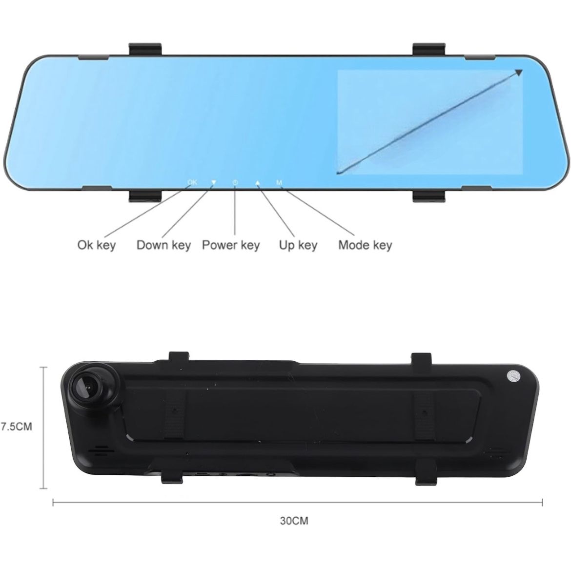 SPECCHIETTO FRONTALE MONITOR DVR REGISTRA VIDEO TELECAMERA FULL HD 1080