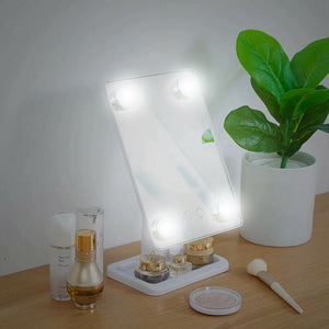 SPECCHIO DA TRUCCO ILLUMINATO 4 LUCI A LED PORTATILE TRUCCO BELLEZZA DA TAVOLO