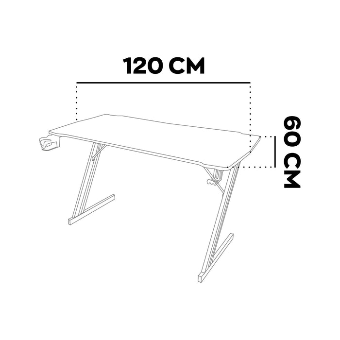 Spector - Scrivania da Gaming 120x60x76 cm con LED in MDF e Metallo Nero