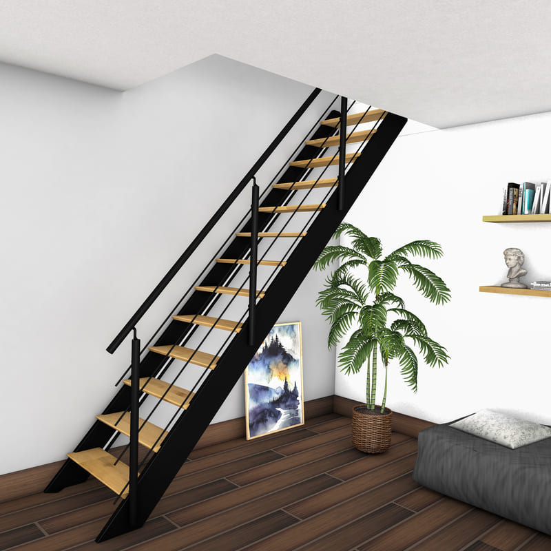 SPECTRA - Scala dritta in legno con LED integrati, nera