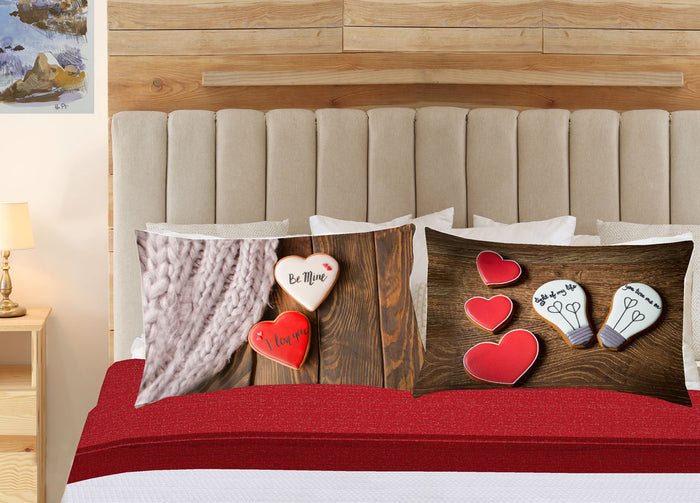 Completo Lenzuola In 100% Cotone Linea Digitale Spin-Off Disegni Vari - Matrimoniale - Biscottini Cuore