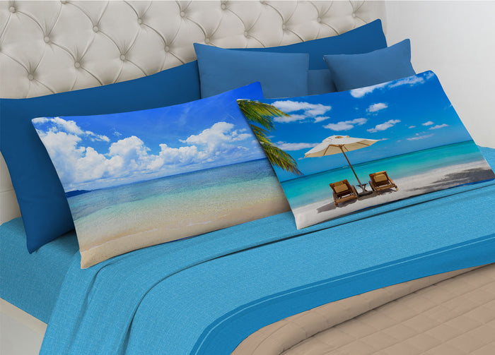 Completo Lenzuola In 100% Cotone Linea Digitale Spin-Off Disegno Orizzonte