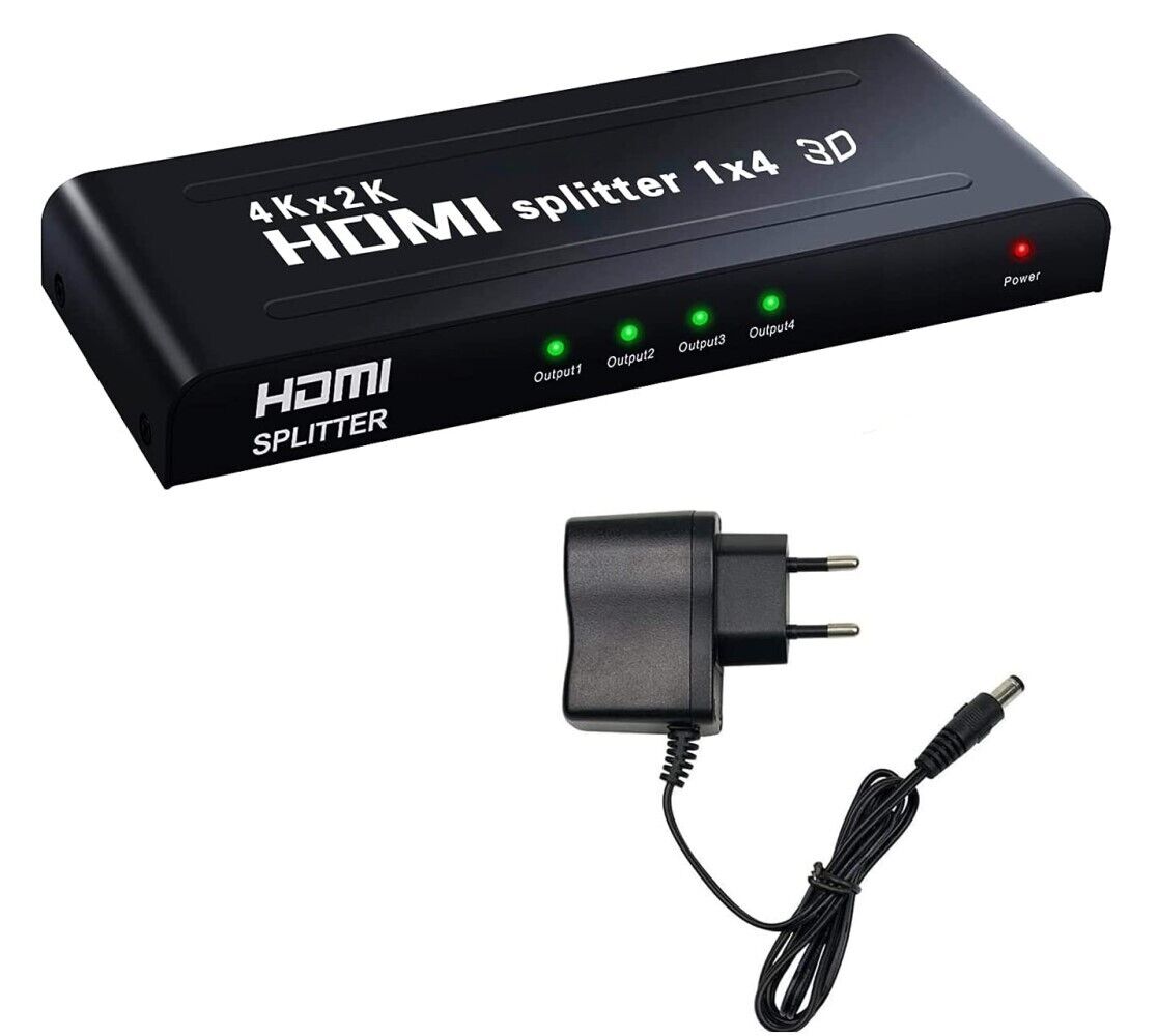 SPLITTER SDOPPIATORE HDMI FULL HD 1080P 4K 2K 3D 4 USCITE AMPLIFICATE Art. 89114