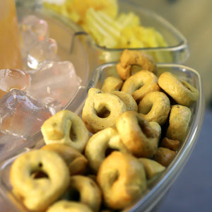 SPRIZZER Set 6 vaschette trasparenti in plastica agganciabili per snack e stuzzichini, ideali per aperitivi e picnic - Modello SPRIZZER-6-VASCHETTE