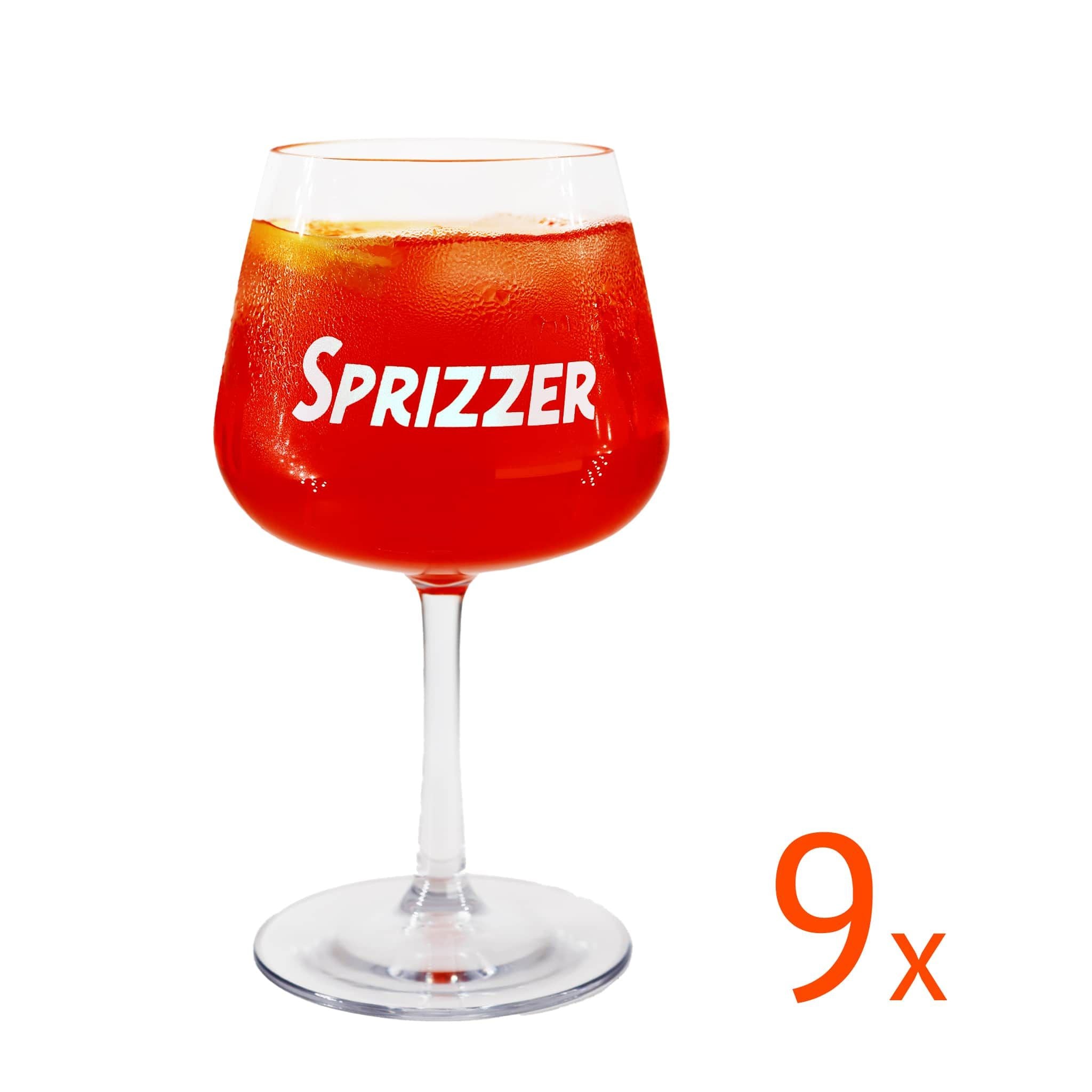 SPRIZZER Set di 9 Bicchieri Trasparenti in Tritan Infrangibile per Feste e Uso Quotidiano Design Originale Studiato su Misura SPRIZZER-9-BICCHIERI