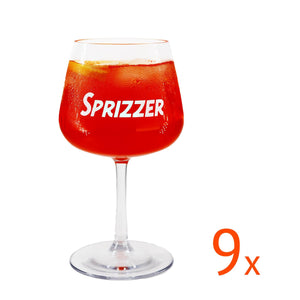 SPRIZZER Set di 9 Bicchieri Trasparenti in Tritan Infrangibile per Feste e Uso Quotidiano Design Originale Studiato su Misura SPRIZZER-9-BICCHIERI