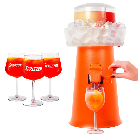 SPRIZZER Kit Arancio in Plastica per Aperitivi con 3 Bicchieri Originali – Set Completo Design Italiano, Resistente e Leggero – SPRIZZER-ARANCIO-3-BICCHIERI