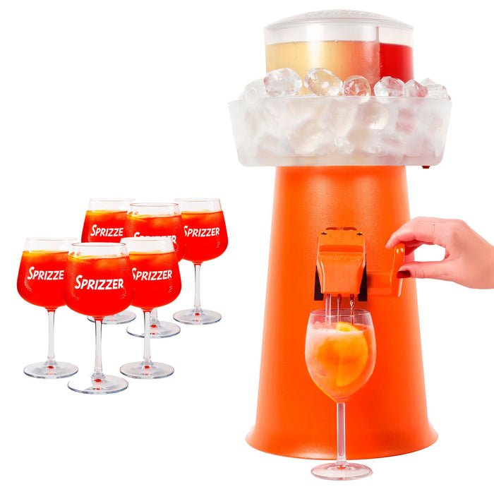 SPRIZZER Kit Completo Arancio in Plastica con 6 Bicchieri per Aperitivi, Design Italiano Funzionale e Colore Vivace – SPRIZZER-ARANCIO-6-BICCHIERI