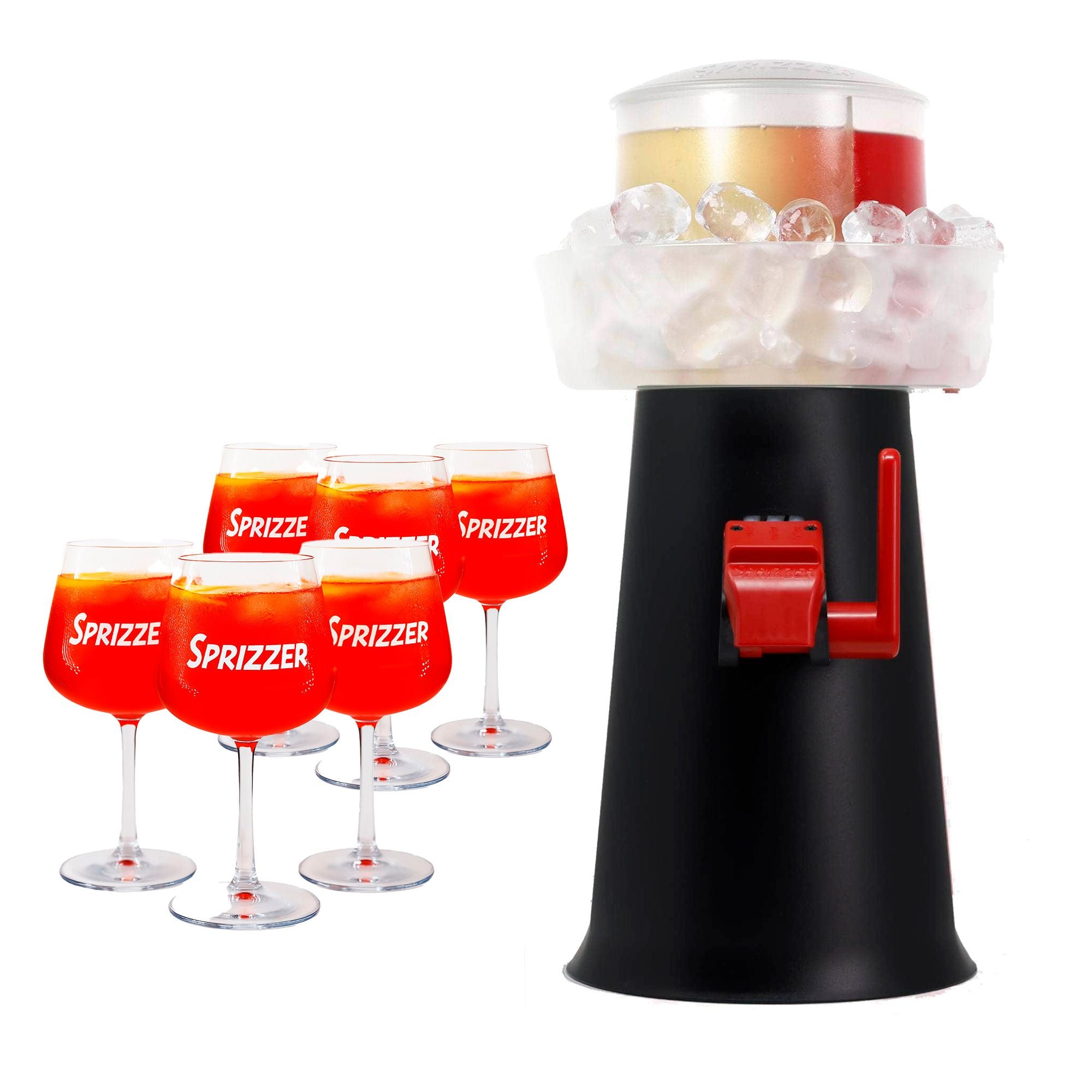 SPRIZZER Kit Sprizzer Nero in plastica con 6 bicchieri – Set completo per aperitivi, design italiano funzionale e colore nero opaco per brindisi raffinati, modello SPRIZZER-NERO-6-BICCHIERI