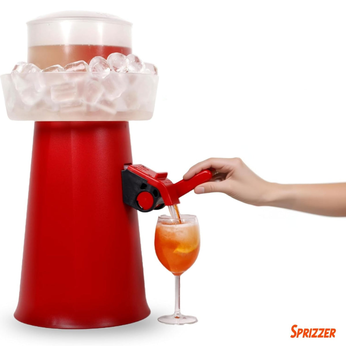 SPRIZZER linnovativa macchina per un Spritz perfetto in 5 secondi direttamente nel bicchiere Senza elettricita ne batterie Macchina ideale per preparare il tuo Spritz perfetto Rosso