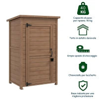 Armadio da Giardino in Legno con Ripiano Regolabile e Catenaccio, 75x56x117cm, Marrone