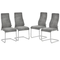 Set da 4 Sedie a Dondolo da Pranzo, Sedie da Cucina, Microfibra, 45 x 61 x 98 cm, Grigio