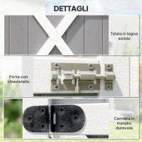 Capanno Attrezzi in Legno a 2 Mensole con Tetto Impermeabile, 75x56x115 cm, Grigio