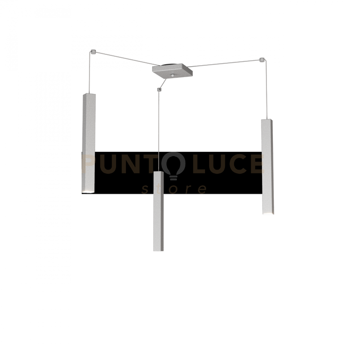 SQUARE TUBE SOSPENSIONE 3 LUCI GRIGIO CAVO CM.250 CON BASE 1173-S3-GR