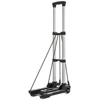 Carrello Portapacchi Pieghevole da 40 kg con 2 Cinghie, Maniglia Telescopica, Alluminio e Plastica, Nero