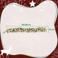 Ghirlanda Natalizia Ø25x180 cm con 50 Luci LED, Bacche e Pigne, in Plastica e Metallo, Verde e Bianco