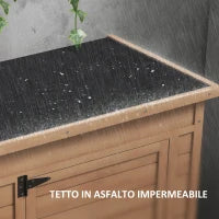 Armadio da Giardino in Legno con Ripiano Regolabile e Catenaccio, 75x56x117cm, Marrone