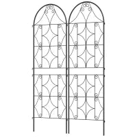 Supporto per Piante Rampicanti con Motivo, Set di 2 Tralicci da Giardino per Vite, Fiori, Verdure, in Metallo, 50 x 150 cm, Nero