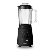 Frullatore con Bicchiere in Vetro  Funzione Pulse e Tritaghiaccio 1000W  Nero Opaco