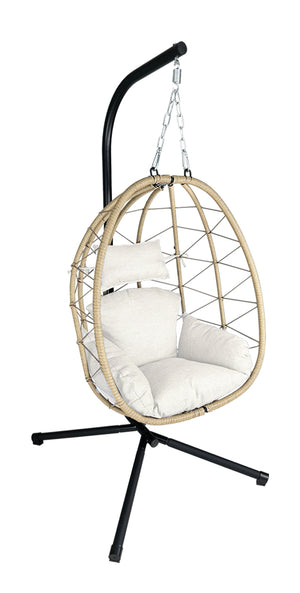 Sedia sospesa a dondolo, poltrona sospesa uovo mod. Taiwan - Colore: Ecrù - SS13TA