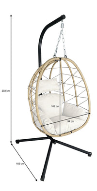 Sedia sospesa a dondolo, poltrona sospesa uovo mod. Taiwan - Colore: Ecrù - SS13TA