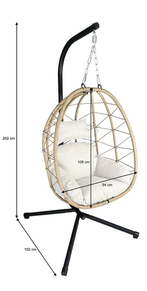 Sedia sospesa a dondolo, poltrona sospesa uovo mod. Taiwan - Colore: Ecrù - SS13TA