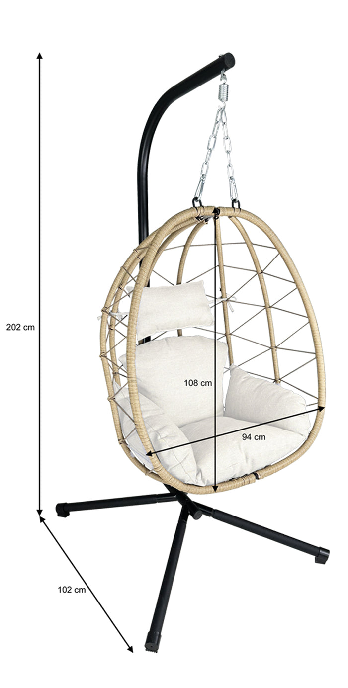 Sedia sospesa a dondolo, poltrona sospesa uovo mod. Taiwan - Colore: Ecrù - SS13TA