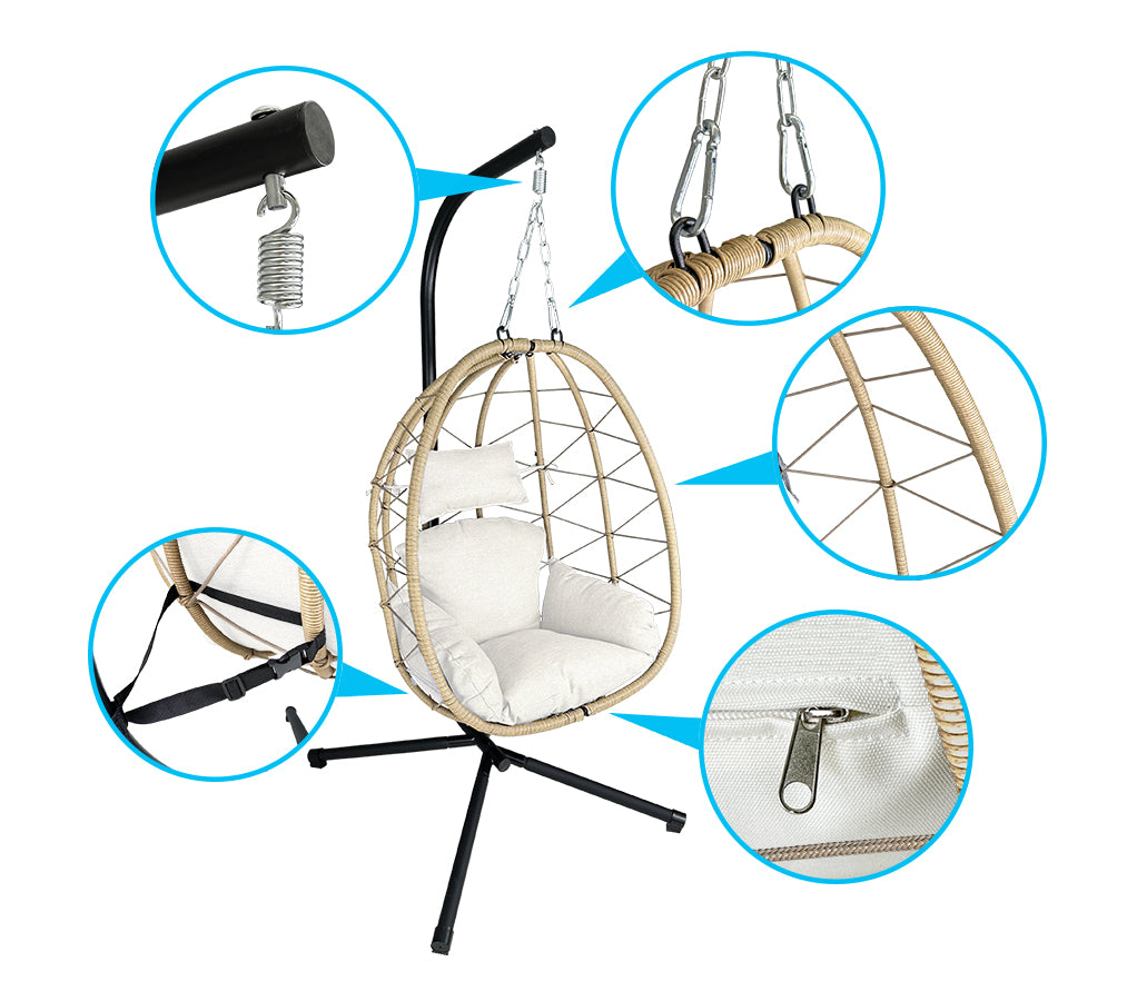 Sedia sospesa a dondolo, poltrona sospesa uovo mod. Taiwan - Colore: Ecrù - SS13TA