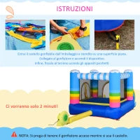 Castello Gonfiabile per Bambini con Trampolino e Piscina, Pompa Elettrica Inclusa 280x170x155cm, Multicolore