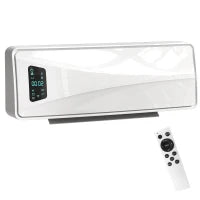 Stufa Elettrica a Basso Consumo da Parete 2000W con 3 Modalità Display LED Termostato Timer e Oscillazione Bianco