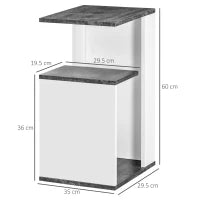 Set 2 Comodini Moderni dal Design Irregolare con Ripiano Aperto in Truciolato, 35x29.5x60 cm, Grigio e Bianco