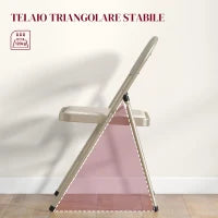 Set di 4 Sedie Pieghevoli con Seduta Imbottita in poliestere e Struttura in Acciaio, Beige