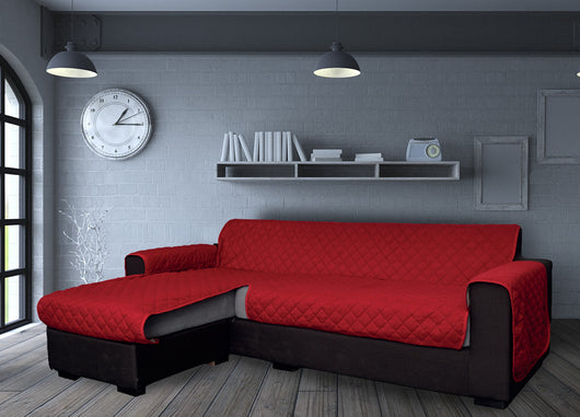 Copridivano Con Penisola Antimacchia Trapuntato Modello Star Colore Bordeaux - 240cm - Bordeaux