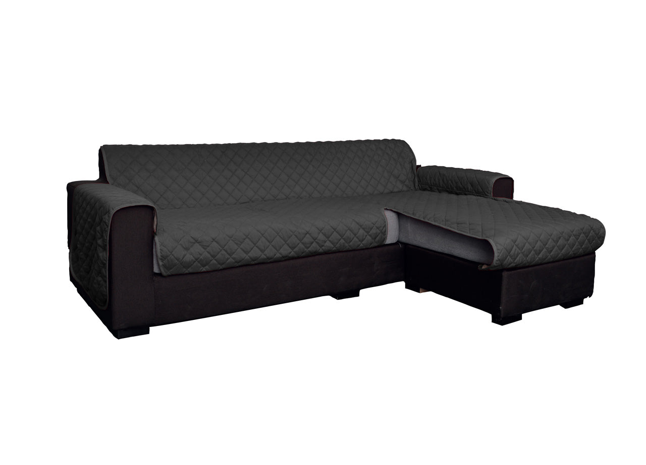 Copridivano Con Penisola Antimacchia Trapuntato Modello Star Colore Grigio Scuro - 240cm - Grigio Scuro